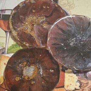 Handcrafted Gold Resin Coasters Set